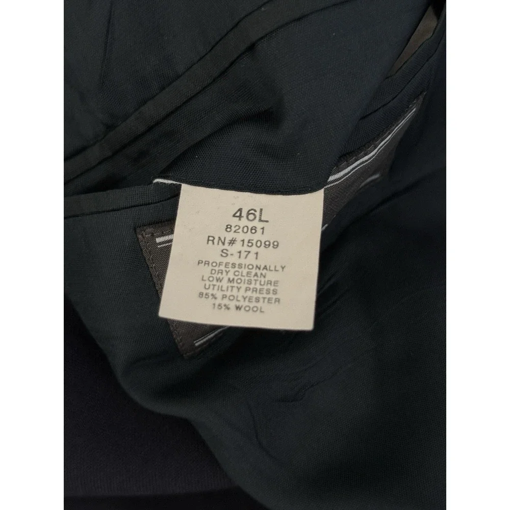 David Taylor Navy Sport Coat Gold Buttons Size 46L Preppy Navy Blazer Wool Blend